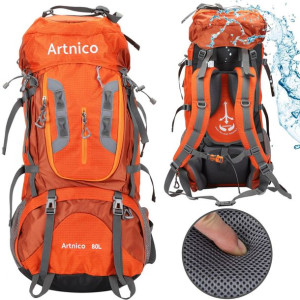 Duży Plecak trekkingowy Artnico 80l pomarańczowy