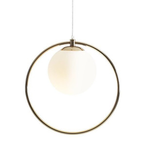 Nowoczesna lampa wisząca Moon złoty pierścień szklana kula ring