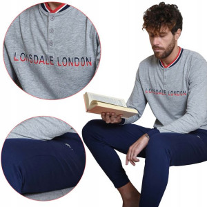 Piżama męska LONSDALE 22027 długi rękaw GREY L