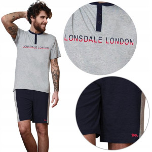 Piżama męska LONSDALE 22043 krótki rękaw GREY XL