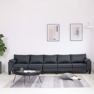 Sofa 5-osobowa ciemnoszara tapicerowana