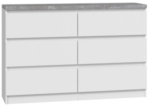 Komoda Szafka 6 Szuflad M6 120cm B22 Biel Beton
