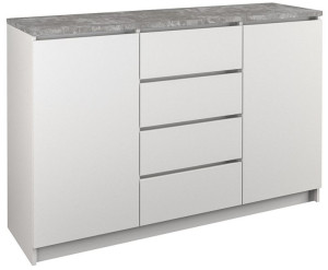 Komoda 2d4s 120cm Biała Gruby Blat B22 Beton