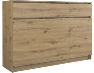 Komoda 3 Drzwi 3 Szuflady 120cm Dąb Artisan 3d3s