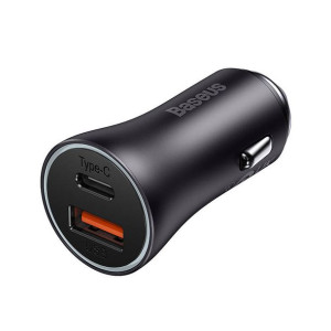 Ładowarka Samochodowa Baseus Golden Contactor Max, Usb + Usb-c, 60w (szara)