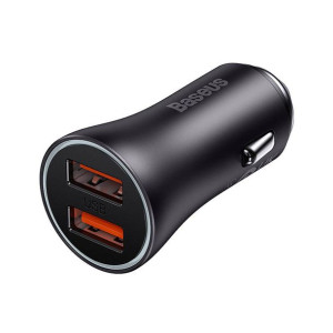 Ładowarka Samochodowa Baseus Golden Contactor Max, 2x Usb, 60w (szara)