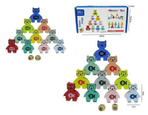 Gra Kotki Jenga 6cm 12 elementów drewno M7225