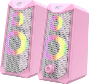 Głośniki komputerowe Havit SK202 pink 2.0 RGB (różowe)