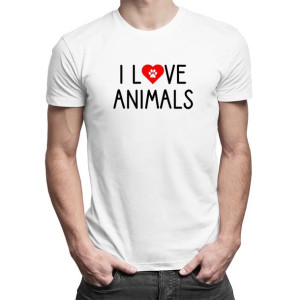 I love animals męska koszulka z nadrukiem koszulka dla fana zwierzaków