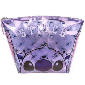 Disney Stitch Kosmetyczka na zamek transparentna, fioletowa