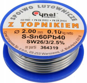 Cyna Z Topnikiem Spoiwo Lutownicze 2mm Gruba