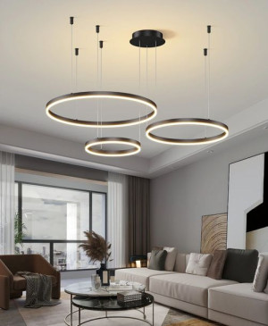 Lampa Led Ring Czarna Lampa Wisząca 60/40/20 Antresola