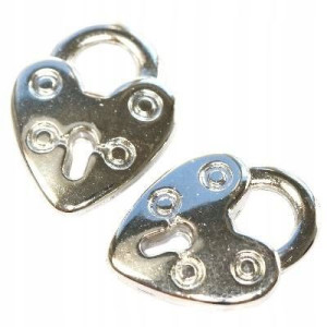 Serca Kłódki Plastik Srebrne 20x15,5mm 10szt