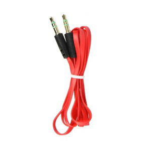 Przewód Aux Jack Stereo 3,5mm Czerwony 1m Płaski