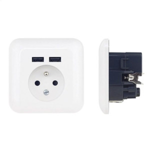 Gniazdo sieciowe + 2 USB 2.1A