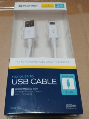 Platinet Mud Micro Usb To Usb Cable 1m 2a White Blister (42869)