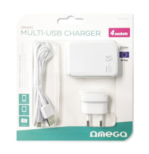 Omega Charger 4-port Usb 4a White Eu Plug [42672] Eol