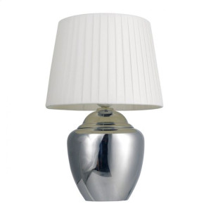 Platinet Table Lamp Lampa Stołowa Silver Base, White Shade, H35 [45690]