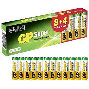 GP Super 12x Bateria Duży Paluszek Alkaliczna Baterie AA LR6 1,5 V 12szt