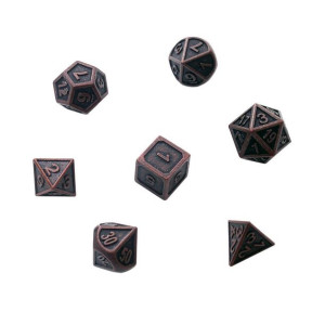 Komplet kości REBEL RPG - Metal - Tłoczony antyczny mosiądz