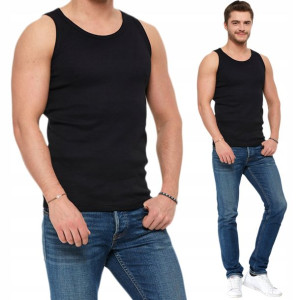 Moraj Bawełniany Podkoszulek Męski Tank Top czarny L