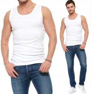 Moraj Bawełniany Podkoszulek Męski Tank Top biały M
