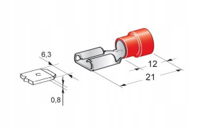 Konektor żeński 51000 6.3mm izolowany 1.5 mm2