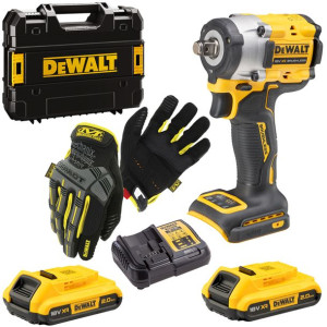 Klucz udarowy 406Nm DeWALT DCF921D2 + rękawice BHP