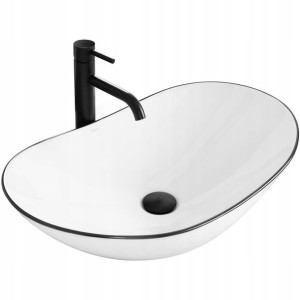 Umywalka Ceramiczna Nablatowa Royal Black Edge Rea