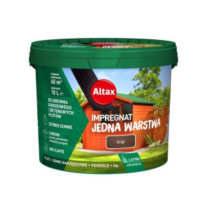 ALTAX Impregnat DREWNO Jedna Warstwa 10l BRĄZ