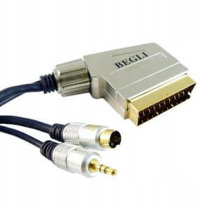 Euro Scart S-video Svhs Jack 3.5mm Gold 1.5m