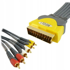 Przyłącze SCART EURO na 6 wtyki RCA AV P-K 3m