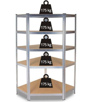 Regał Magazynowy Narożny Metalowy 5 Półek 875kg