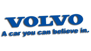 Wycinana naklejka VOLVO A CAR YOU CAN BELIEVE IN niebieska