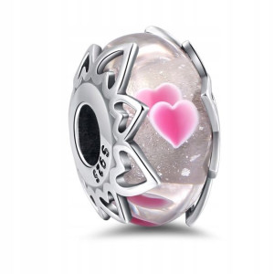 Zawieszka SREBRO 925 Charms Koralik Serce Murano