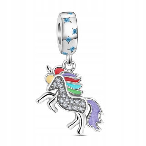 Zawieszka SREBRO 925 Charms Kolorowy Jednorożec