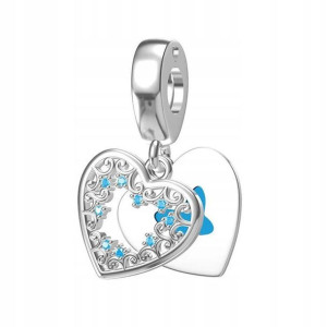 Zawieszka SREBRO 925 Charms Koralik Serce Motyl