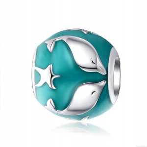 Zawieszka SREBRO 925 Charms Delfiny Rozgwiazda