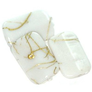 Prostokąty Plastik Wyszukane Białe 18x11mm 10szt