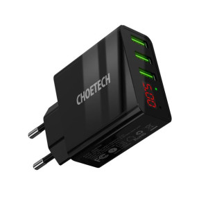 Choetech Ładowarka Sieciowa 3x Usb Typ A 5v/3a Czarny (c0027-black)