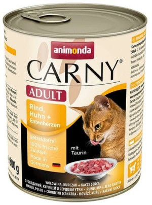 Animonda Carny Adult Wołowina, Kurczak + Kacze serca puszka 800g