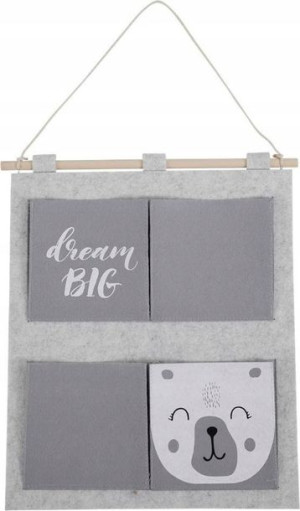 Wiszący organizer ścienny na zabawki 38*44 cm szary miś