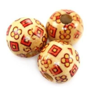 Koraliki Drewniane Kwadraty I Kwiaty 10mm 20szt