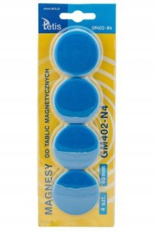 Magnesy okrągłe biurowe - NIEBIESKI 40mm 4 sztuk