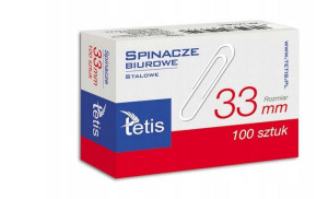 Spinacze biurowe okrągłe 33MM tetis