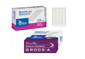 Szpilki srebrne stalowe krótkie 14mm Tetis 50g