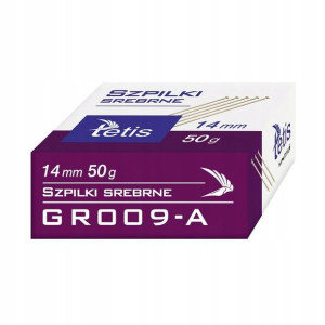 Szpilki srebrne stalowe krótkie 14mm Tetis 50g x10
