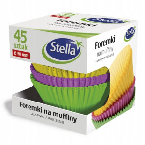 Foremki Stella na muffiny kolorowe 45 szt.