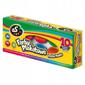 Farby plakat As Astra 10 kol 20ml+zestaw 3 pędzli