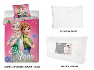 Elsa Frozen Pościel 140x200+70x90+kołdra+poduszka